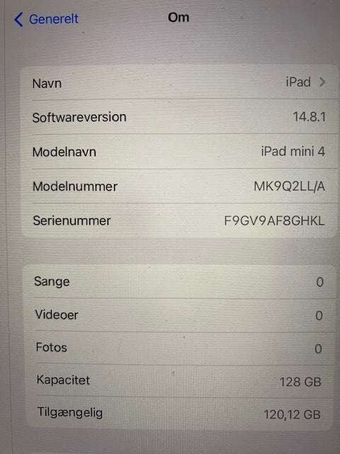 iPad mini 4 128 GB hvid