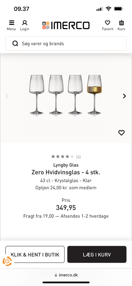 Glas Hvidvinsglas Lyngby glas