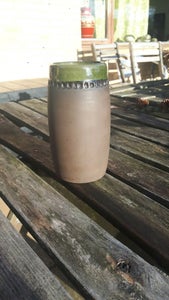 Keramik Vase/krukke grøn/brun
