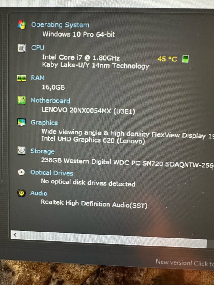 Lenovo T490S, Intel Core i7 GHz, 16