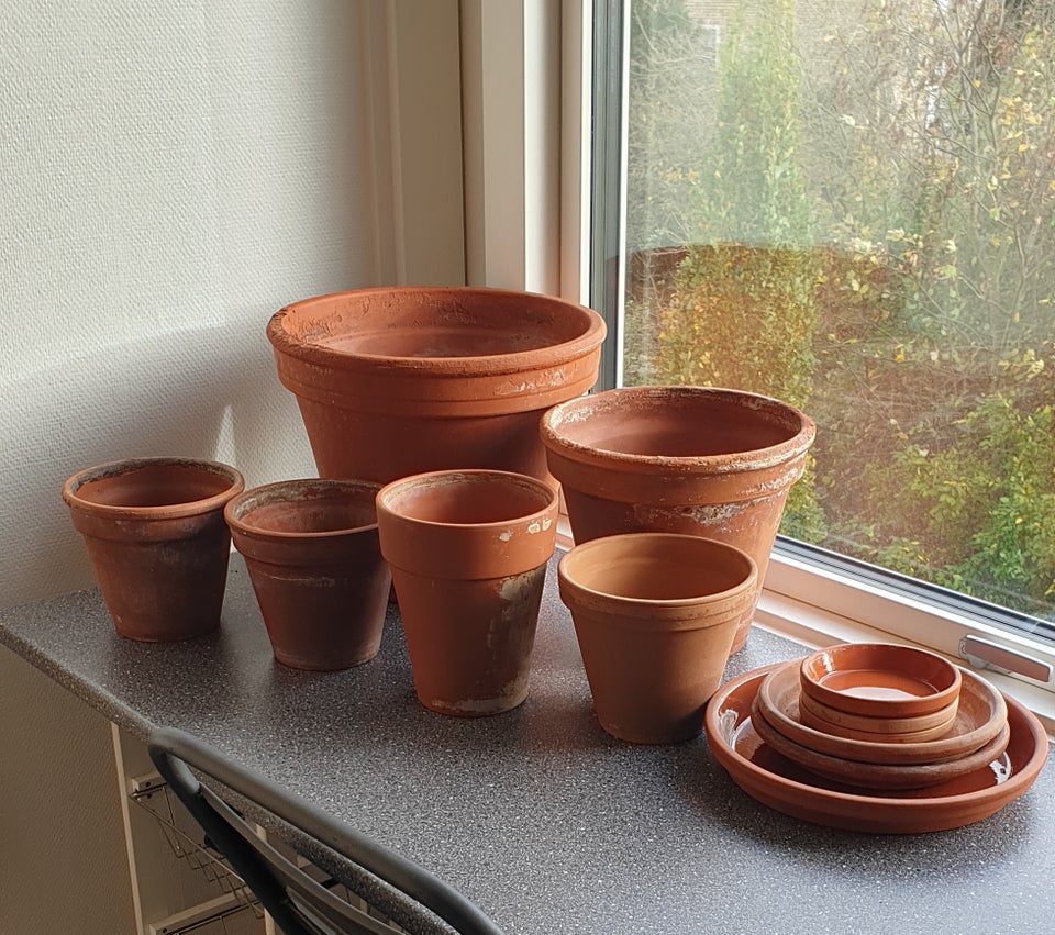 Terracotta krukker., Urtepotter.