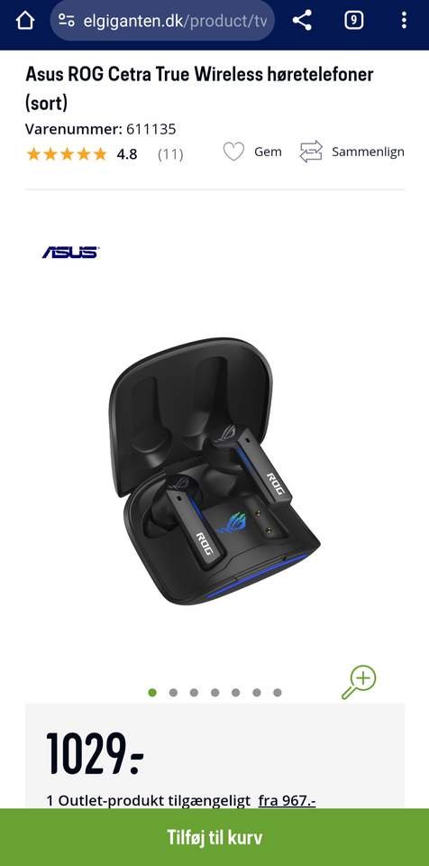 Earplugs ROG Centra wireless ANC