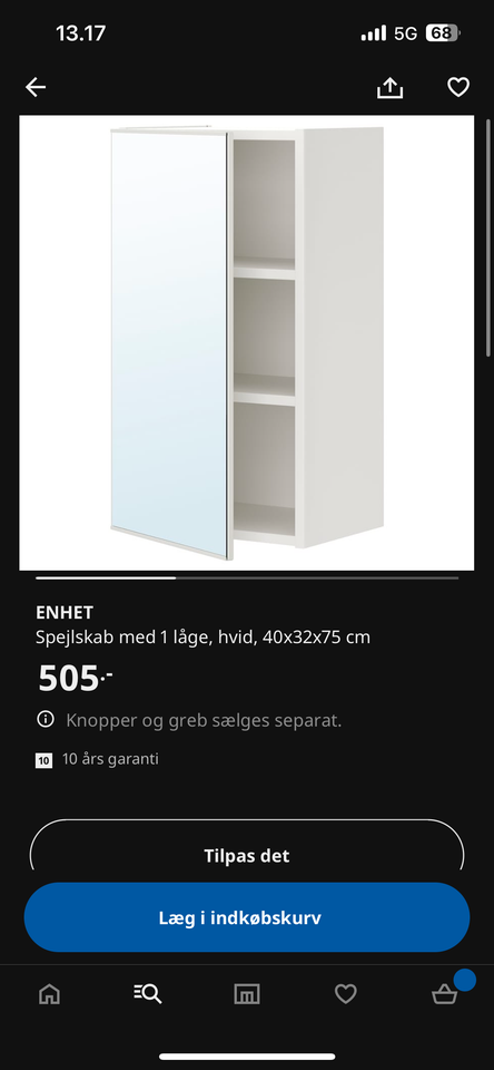 Andet skab IKEA b: 40 d: 32 h: 75