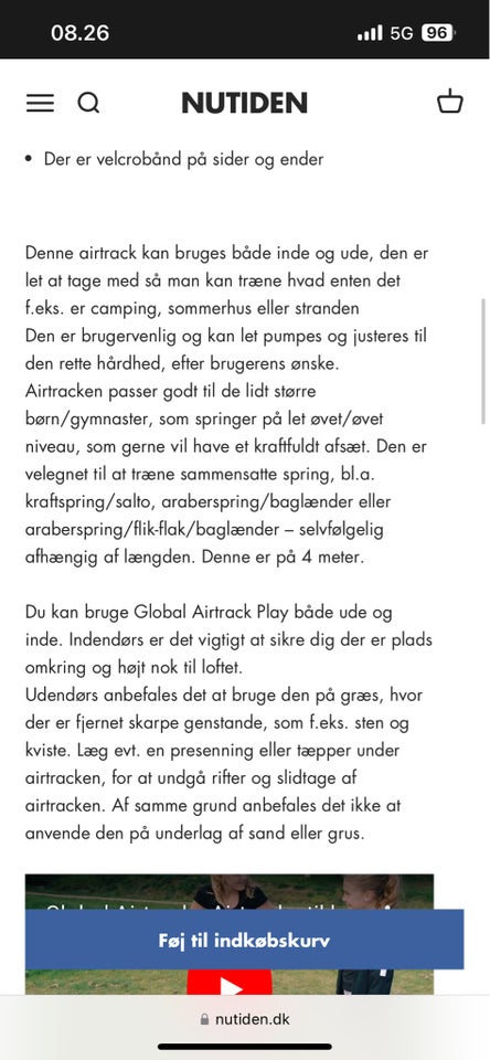 Gymnastikmåtte, Global airtrack