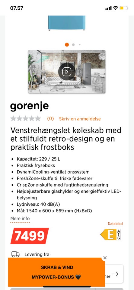 Køle/fryseskab, Gorenje Retro