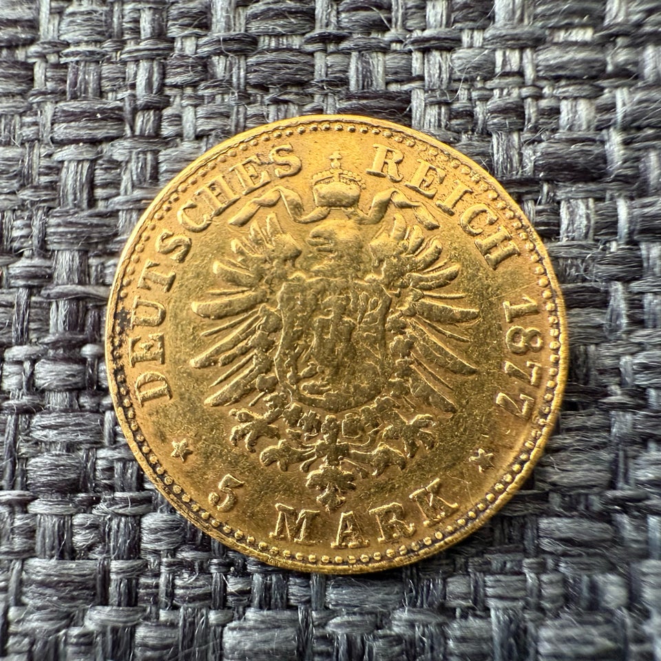 Vesteuropa, mønter, 5 mark 1877