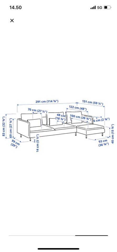 Sofa, stof, 4 pers.