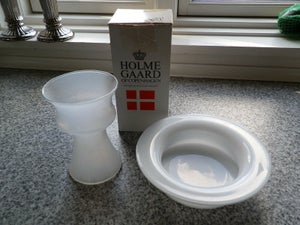 Glas Vase og bordskål i mat hvid