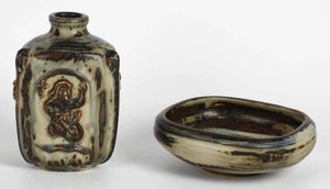 Keramik Vase og skål i sungglasur