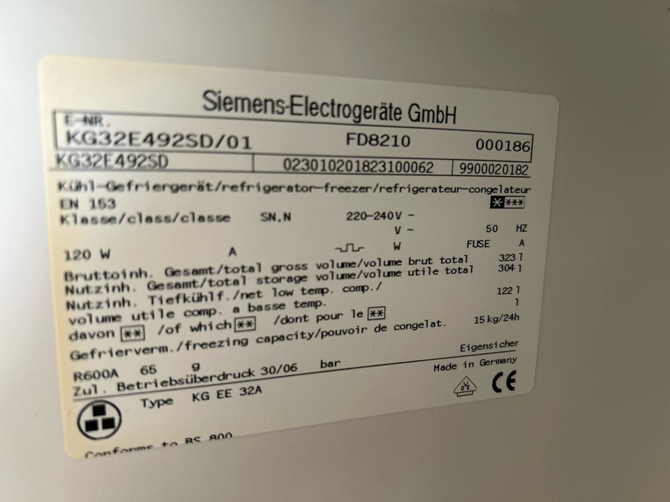 Køle/fryseskab, Siemens ?