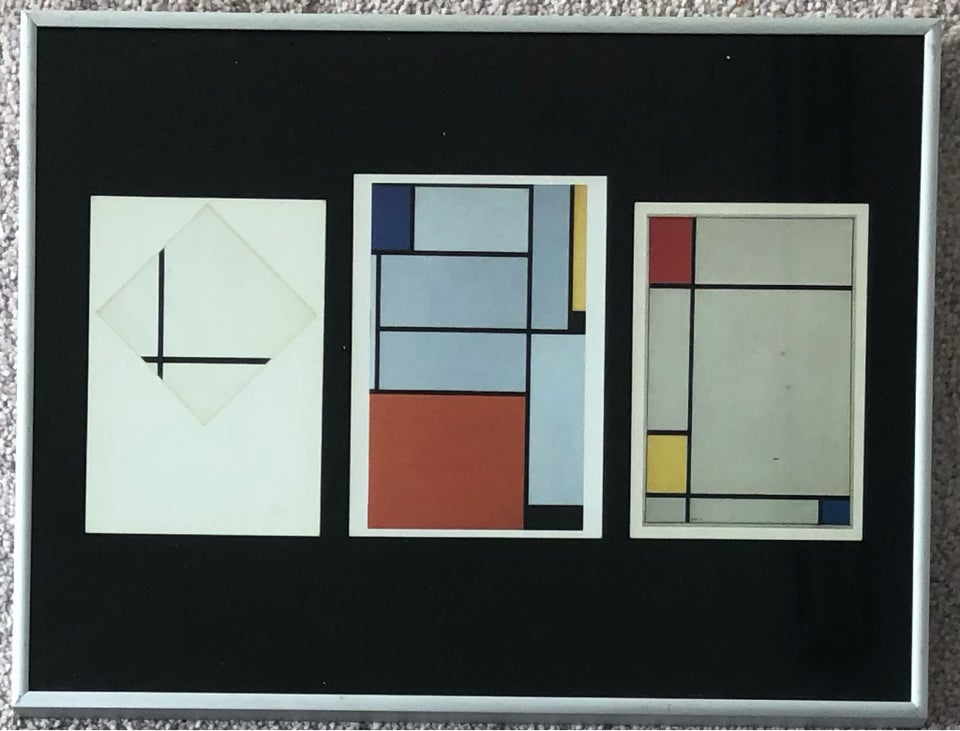 3 postkort , Piet mondrian, b: 40 cm