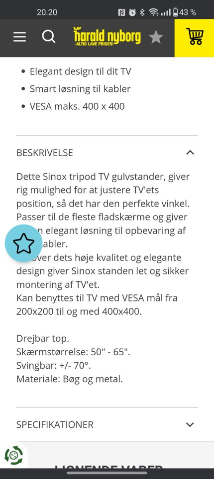 TV stander, SINOX TV stander