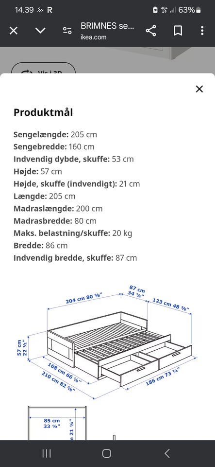 Enkeltseng BRIMNES b: 80 l: 200