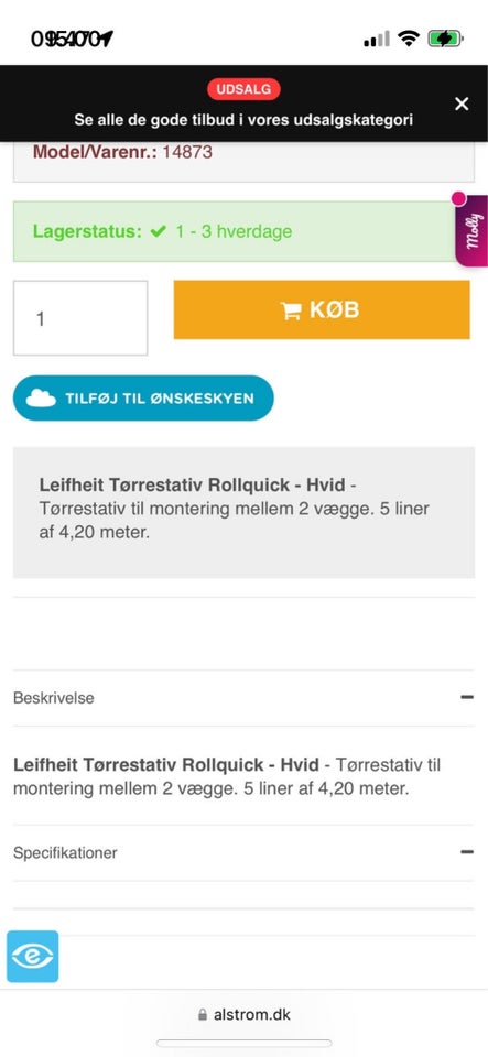 Tørrestativ rollfix, Leifheit