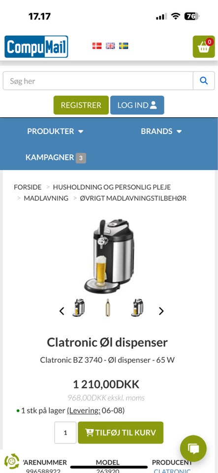 Øl dispenser CLA Tronic