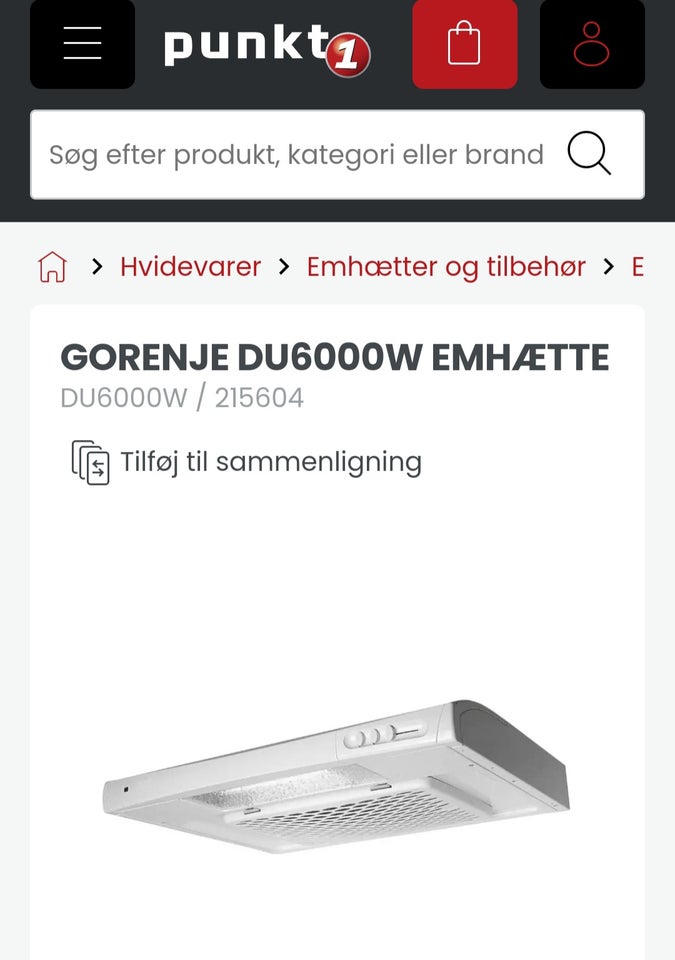 Emhætte, Gorenje DU6000W, b: 60 d: