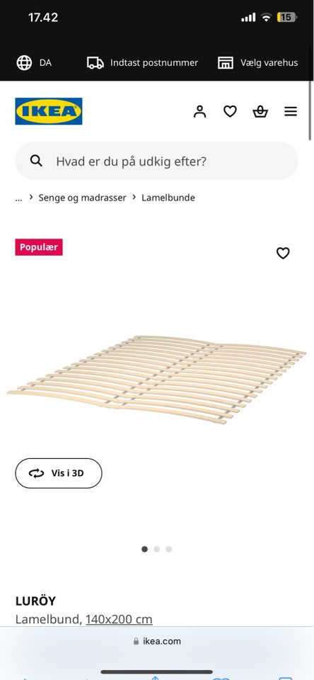 Sengeramme, Ikea NEIDEN, b: 140 l: