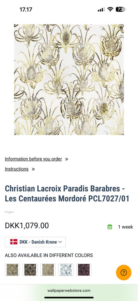 Tapet, Christian Lacroix, motiv: