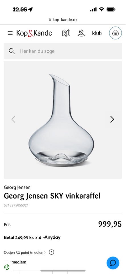 Glas Karaffel Georg Jensen