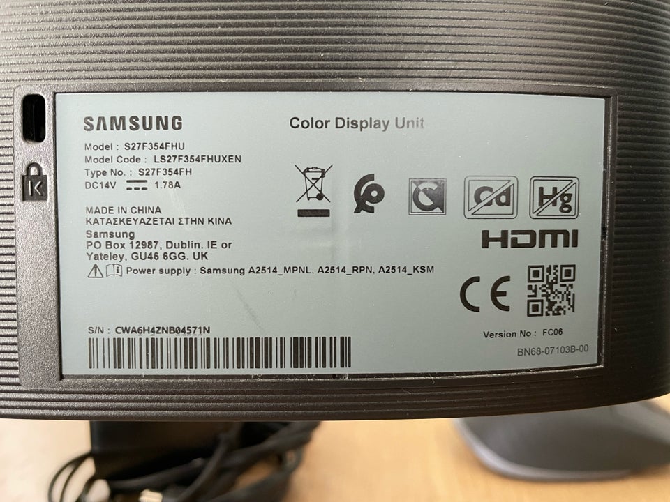 Samsung fladskærm S27F354FHU