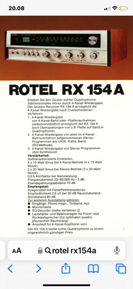 Receiver, Rotel, Rx-154s