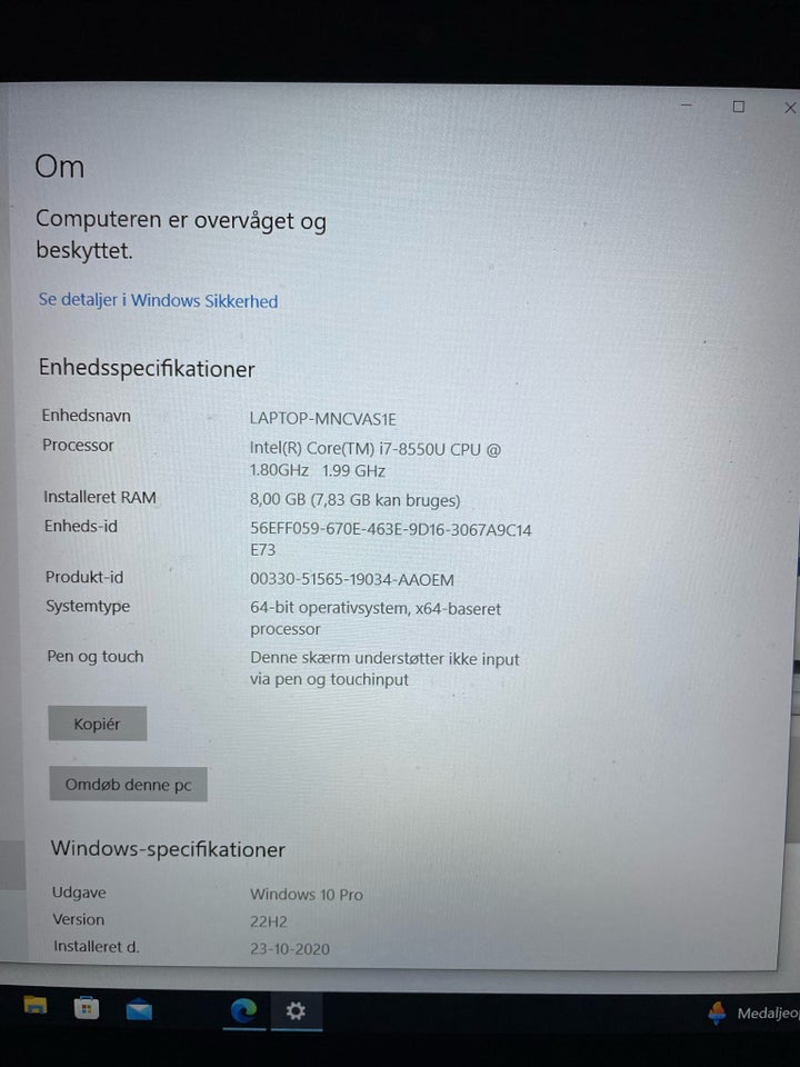 Lenovo T580 Intel R core (TM)