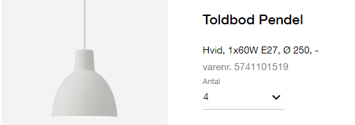 Louis Poulsen, Toldbod, pendel