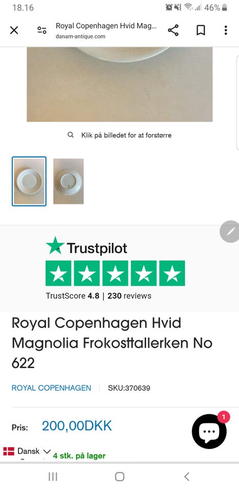 Porcelæn Frokost tallerken Hvid