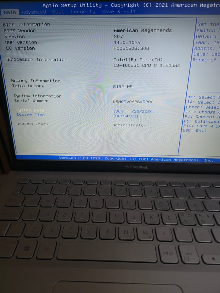 Asus Vivobook, Core i3-1005G1 GHz,