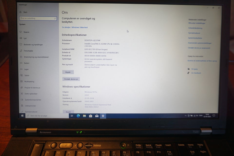 Lenovo T520, 2.5 GHz, 8 GB ram