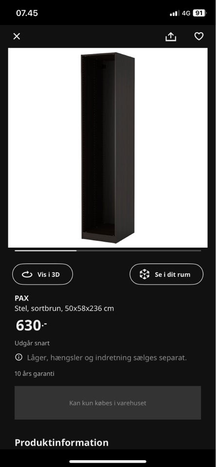 Klædeskab Ikea Pax model