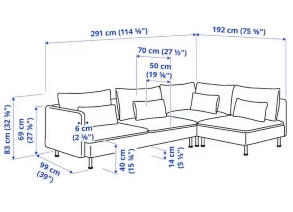 Hjørnesofa stof 4 pers