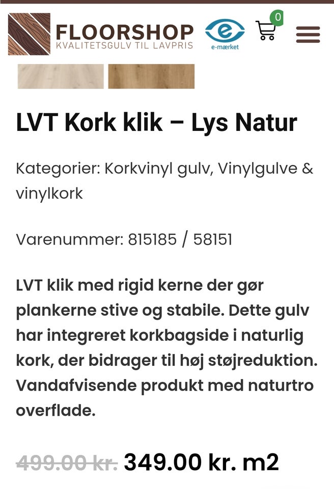 Lvt klik vinyl med Kork, lys eg, Lvt