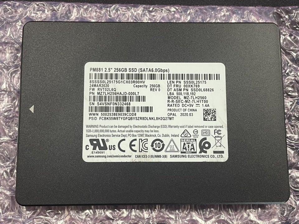 Samsung PM881 SATA 6.0Gbps, 256 GB,