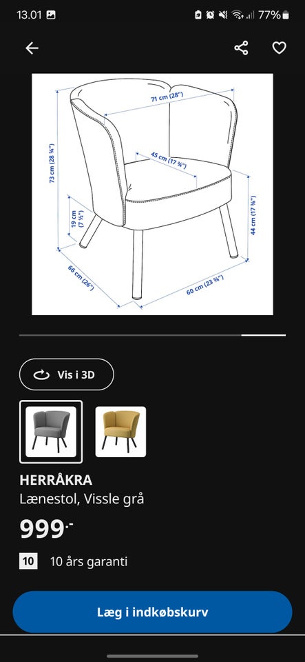 Sofastol, stof, Herråkra IKEA