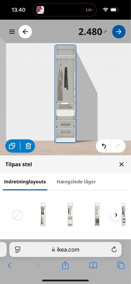 Garderobeskab, IKEA, b: 50 d: 60 h: