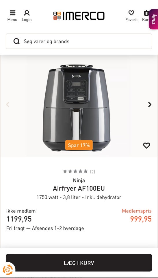 Ninja airfryer 100eu, Ninja