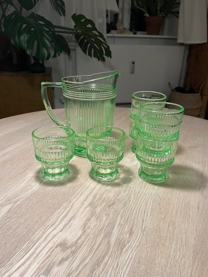 Glas Kande med glas Holmegaard