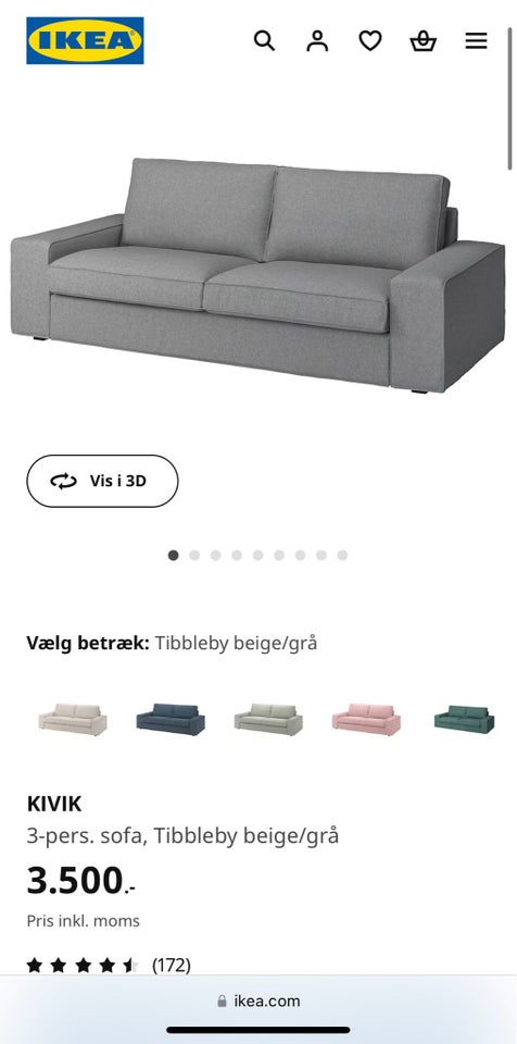 Sofa, 3 pers. , Ikea