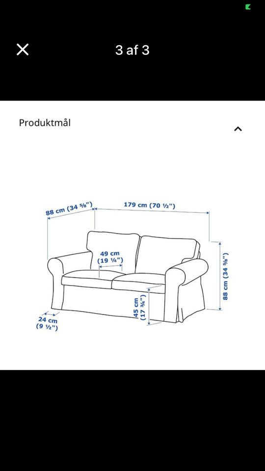 Sofa, bomuld, 2 pers.