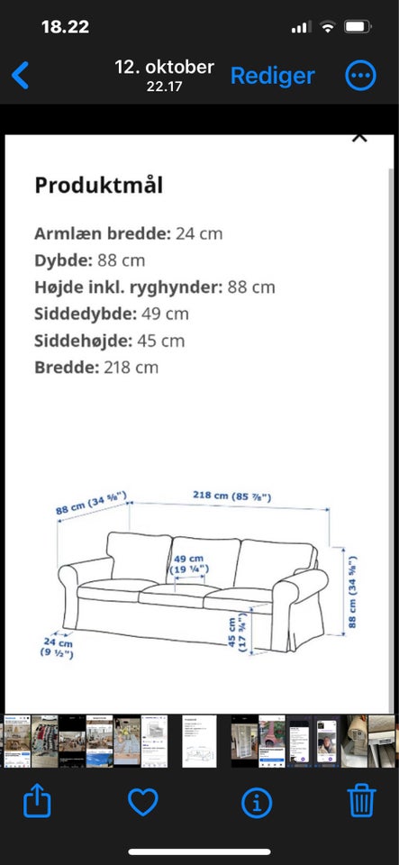 Sofa, stof, 3 pers.