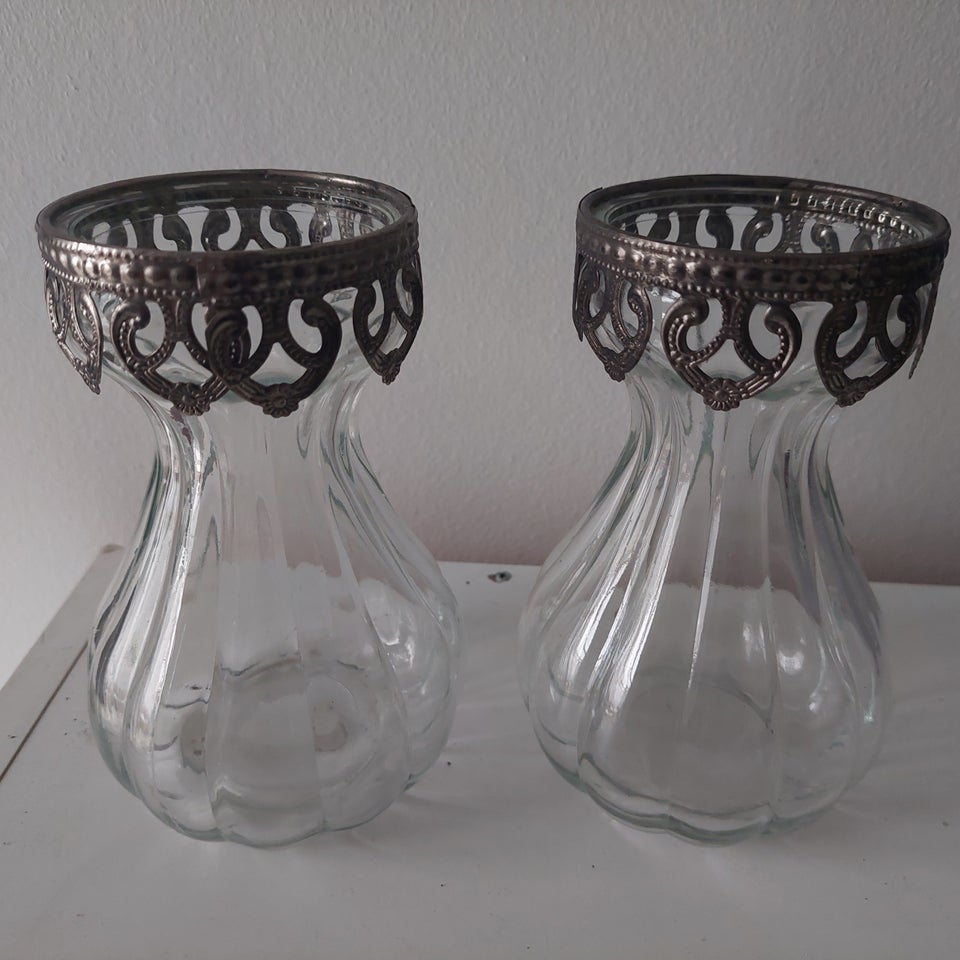 Vase glas/metal, 2 stk. vase