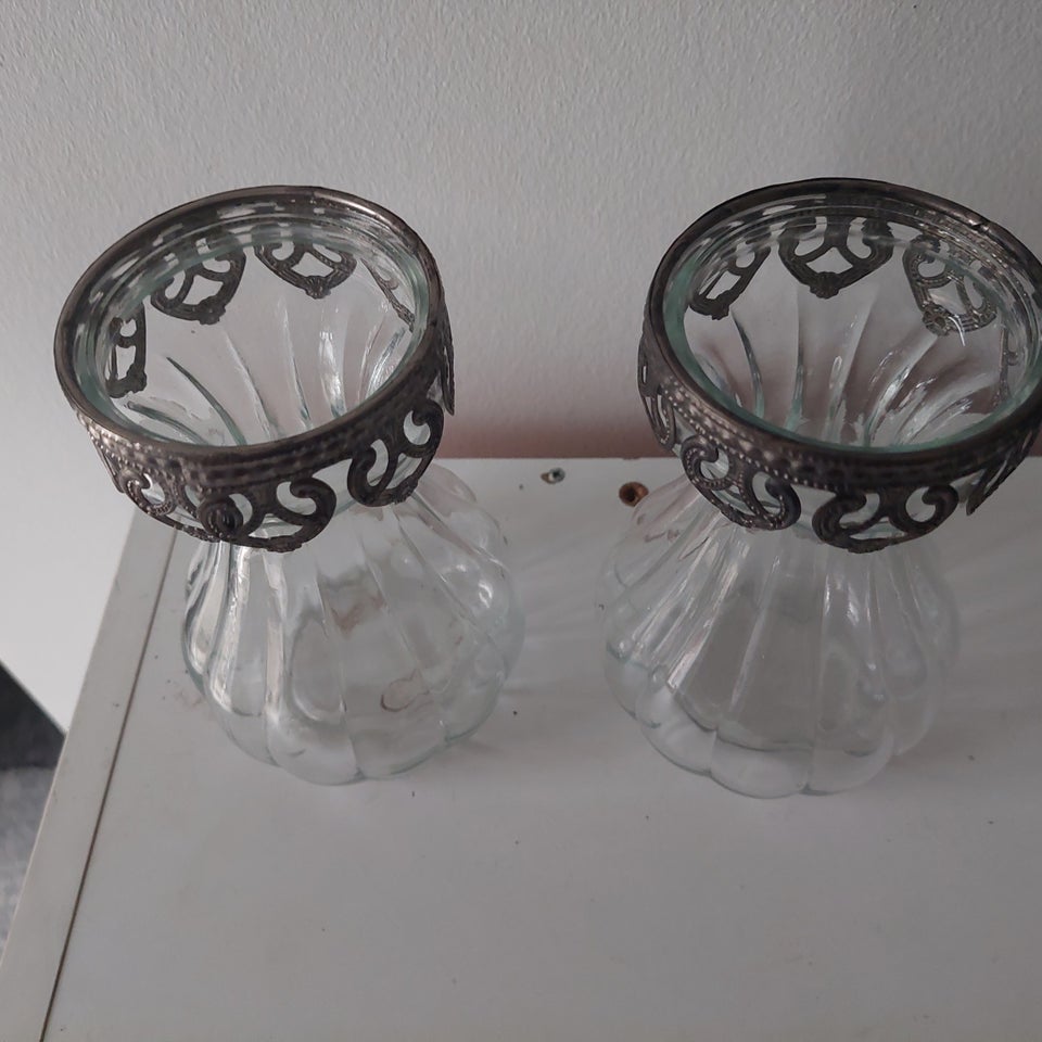 Vase glas/metal, 2 stk. vase