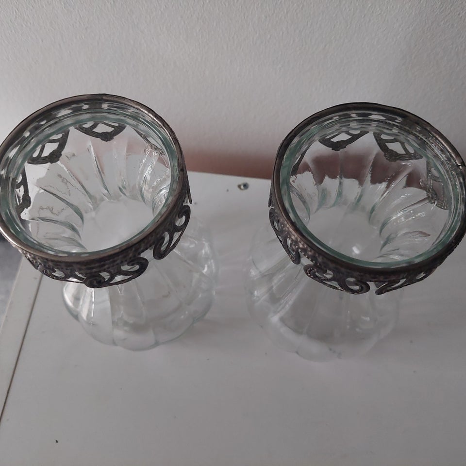 Vase glas/metal, 2 stk. vase