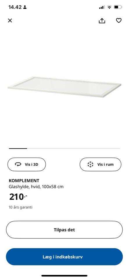 Komplement glas hylde