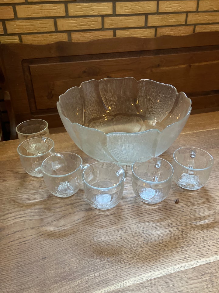 Glas, Punch Bowle m/ 6 glas