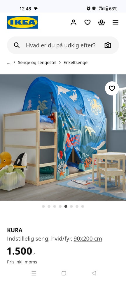 Højseng, Kura Seng fra Ikea, b: 90 l: