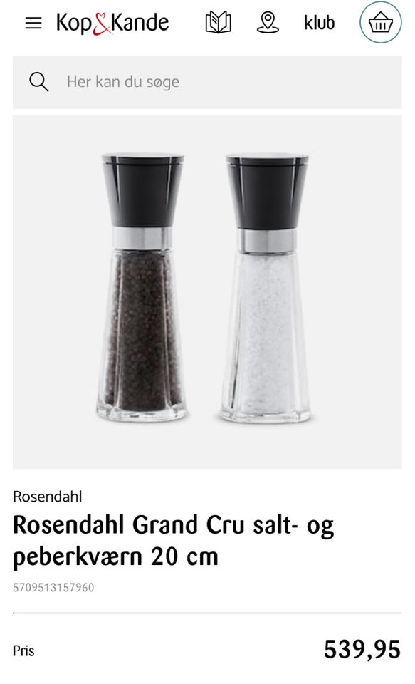 ROSENDAHL salt- peber sæt 20 cm