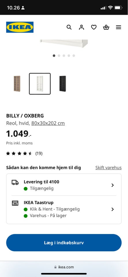 Vitrineskab, Ikea Billy, b: 80 d: 30