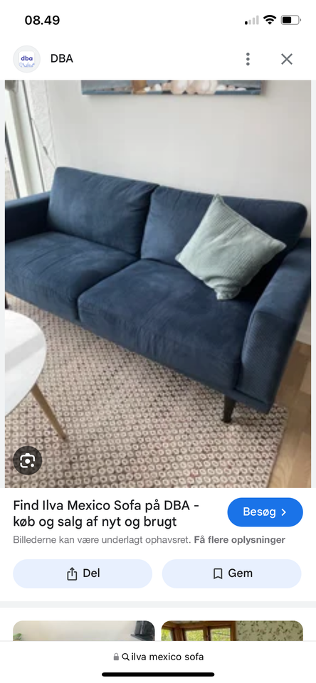 Sofa, fløjl, 3 pers.